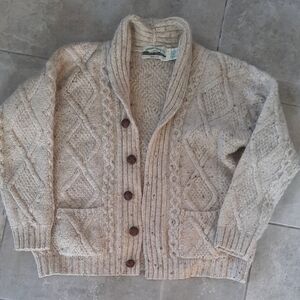 Aran Crafts Fisherman Knit Cable 100% Merino Wool Sweater Size Large